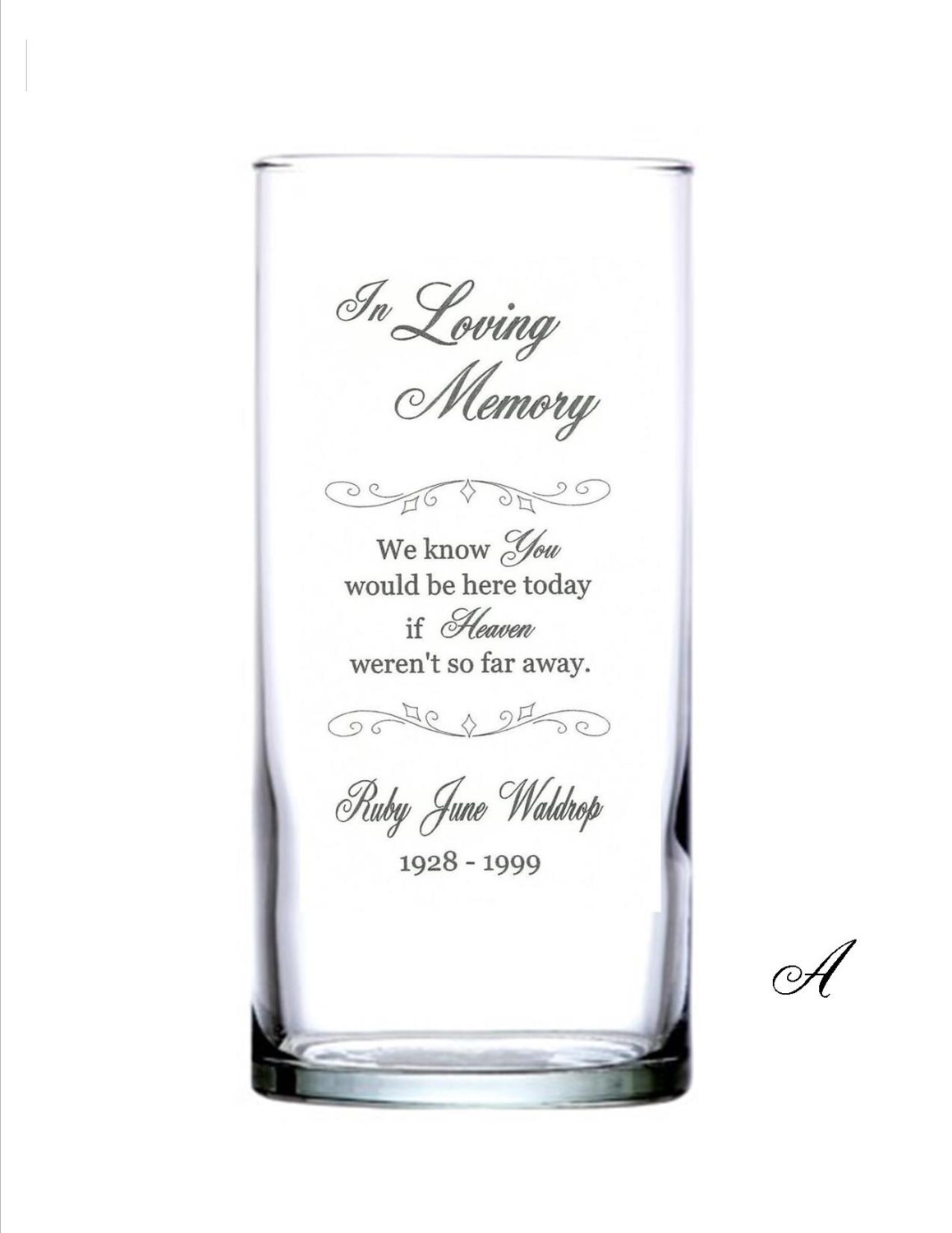 Personalized Engraved Memorial Glass Candleholder/Vase