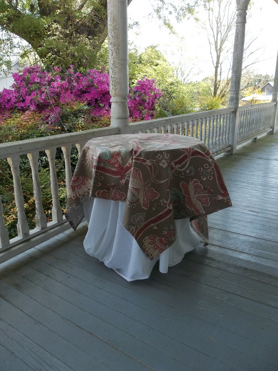 Vintage Tablecloth Floral Topper Table Drape 48