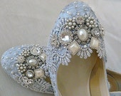 Lilly ...  Blue and Silver Twinkle Toes Wedding Shoes..  Low Heels...Extreme Comfort