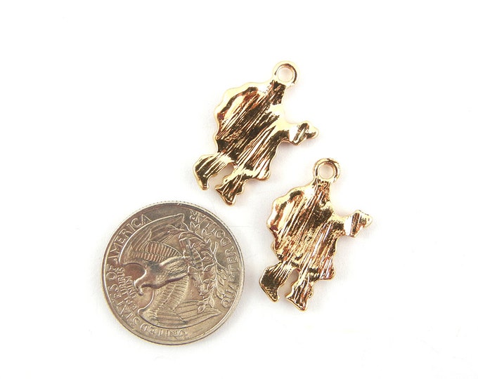 Christmas Santa Claus with Bag Charms Gold-tone Rhinestones