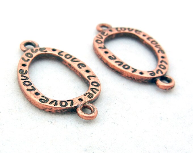 Pair of Double Link Copper-tone Pewter Love Charms