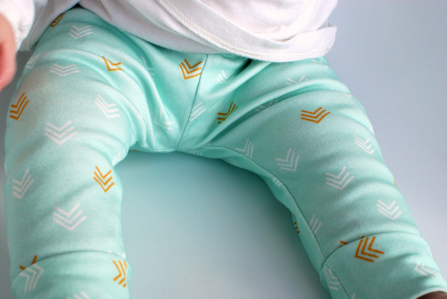 baby leggings // Organic baby leggings in mint and gold