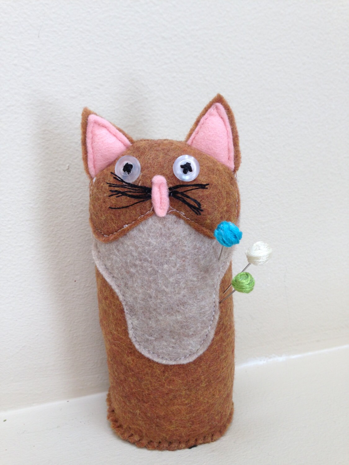 Tabby Cat Kitten Pin Cushion Pincushion Handcrafted