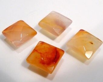 4 Beads....Natural Carnelian Faceted Diamond Shape Briolette Beads....13x13mm....BB