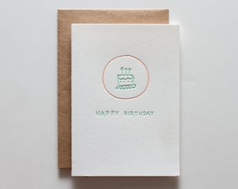 Birthday Cake Badge - Letterpress Birthday Card - CB152
