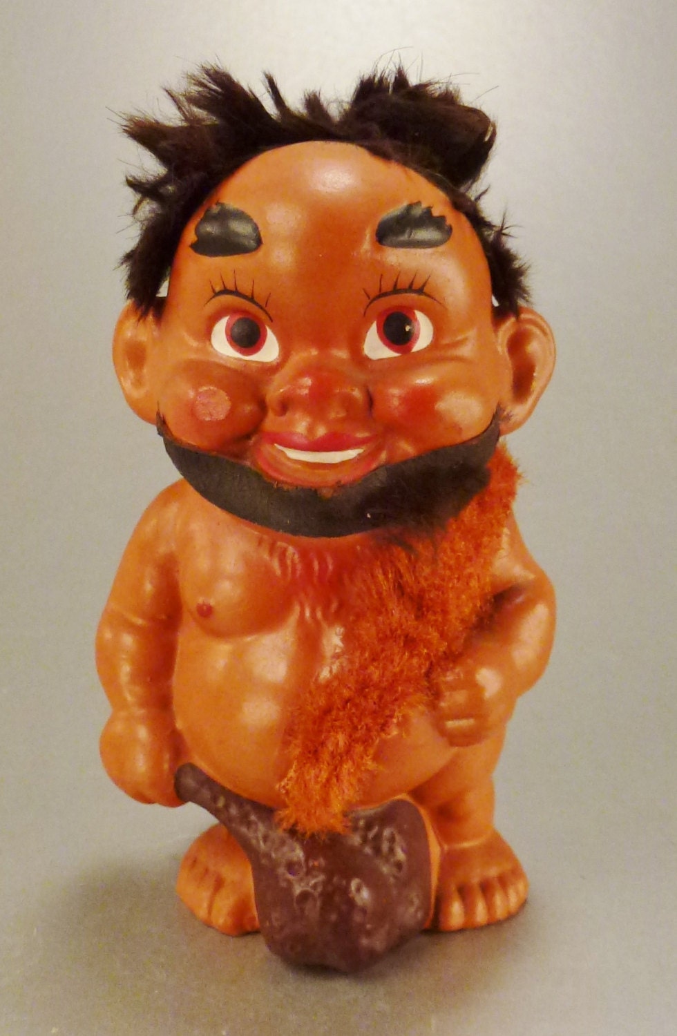 Vintage CAVEMAN BANK DOLL jApan Norleans 1960s Shabby Black