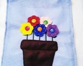 Christmas in July Sale Felt Learn to button flower pot game with roll up mat and ribbon tie to hold all the pieces- educational game learnin Il_170x135