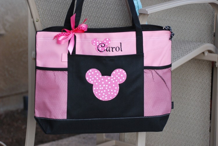 Personalized large zippered Disney tote bag by GigglesandLollipops