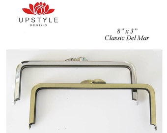 Set of 6 Metal Purse Frames - 8" x 3" Classic Del Mar Style - Nickel (silver) or Antique Gold - Ships from USA