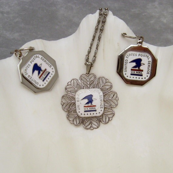 logo usps vintage Post Office Earrings Necklace USPS Advertising Vintage Logo