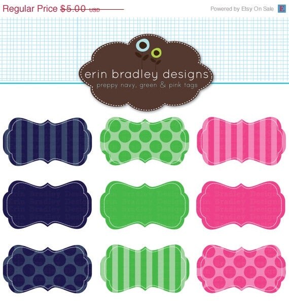 50% OFF SALE Preppy Frames Clipart Clip Art Personal and Commercial Use Navy Blue Green Pink Il_570xn