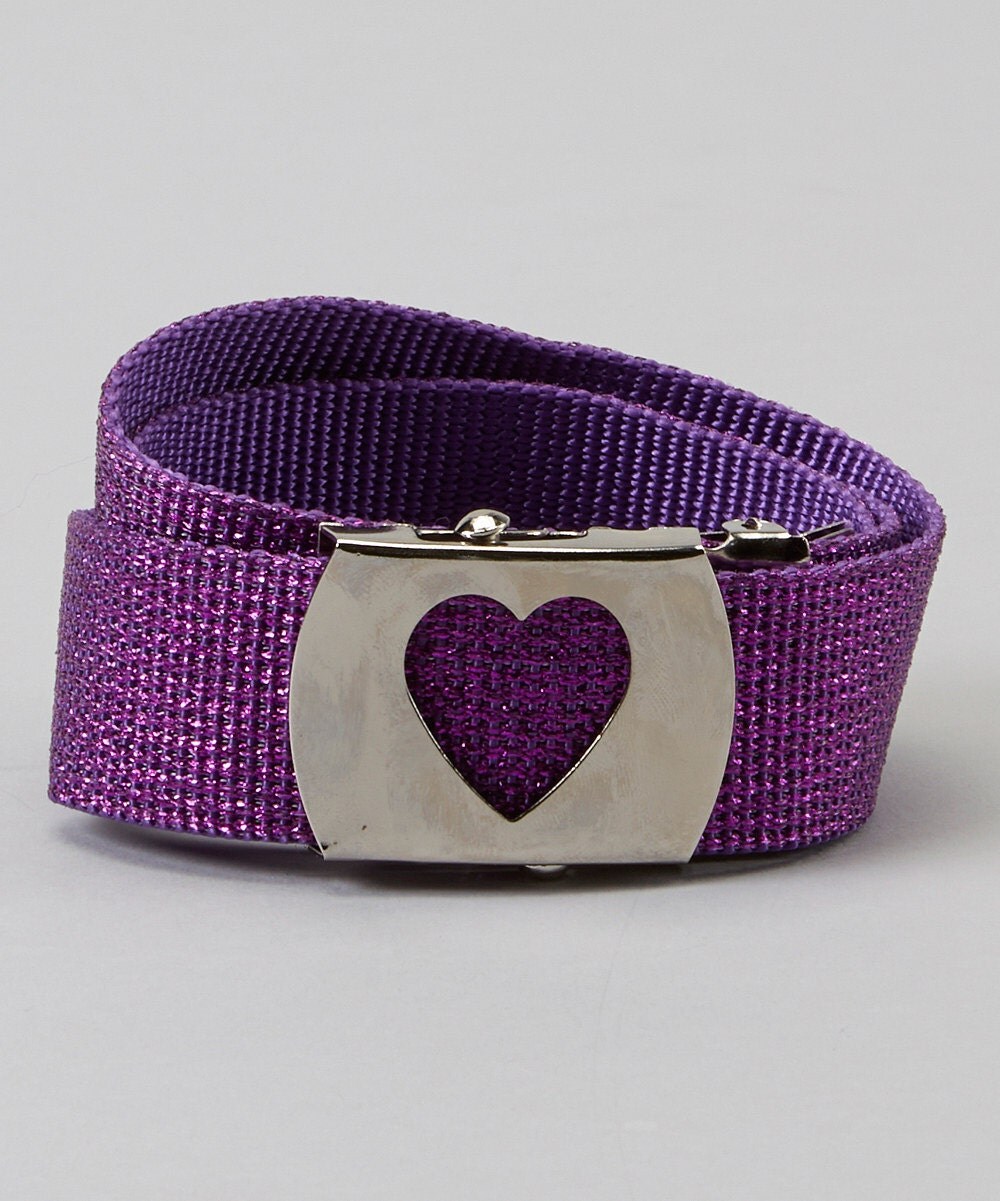 Glitter Girls heart belt Purple metallic or any color