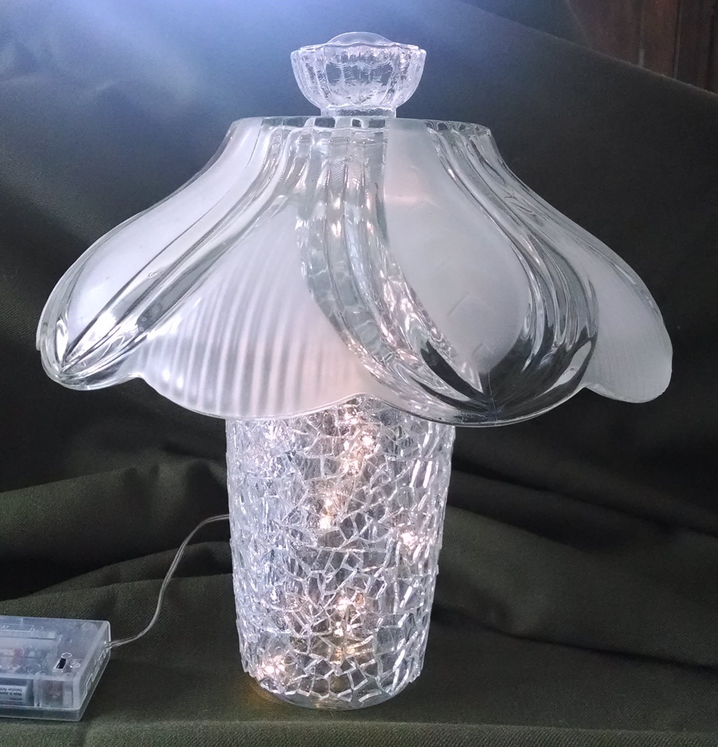 Unique night light or mood light made from recycled glass