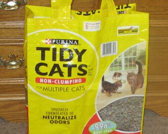 Upcycled Reusable market grocery bag for cat lovers