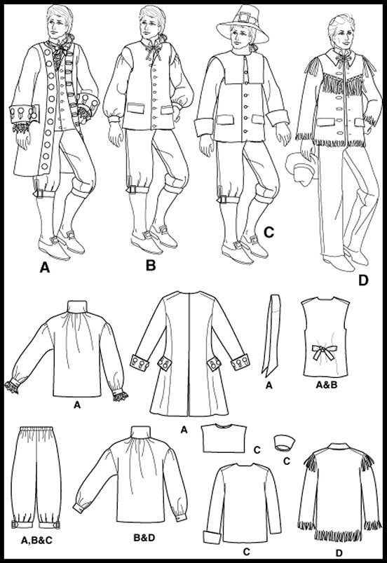 MENS COLONIAL COSTUMES Sewing Pattern Ben FranklinDavey