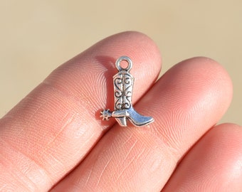 BULK 50 Silver Cowboy Boot Charms SC1710
