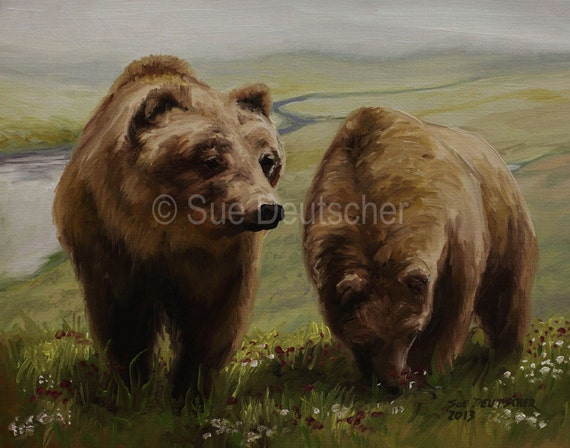 Grizzly bear print from painting