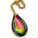 20% off everything Rainbow pendant necklace large vitrail rainbow glass pendant with extra long gold chain..