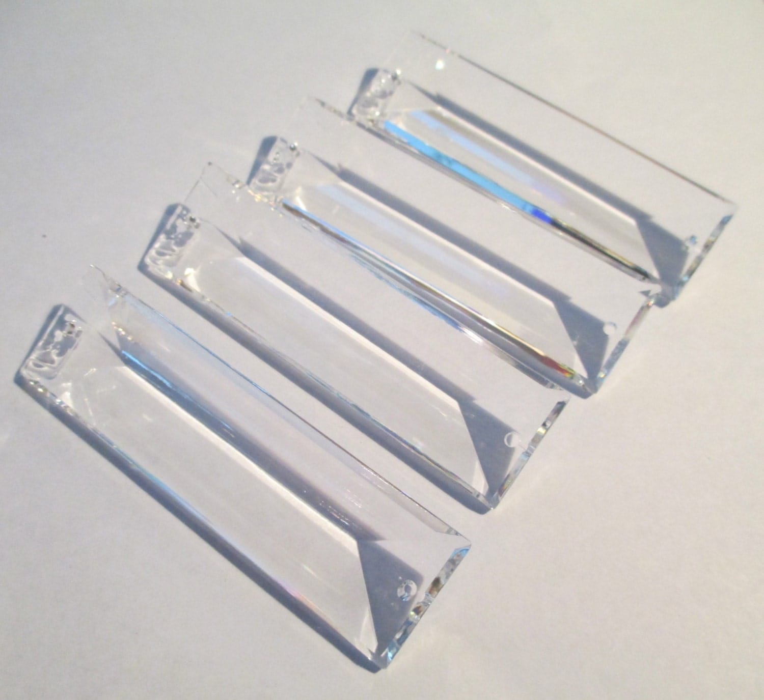 4 76mm Chandelier Crystals Prisms 2Hole Rectangle FULL LEAD