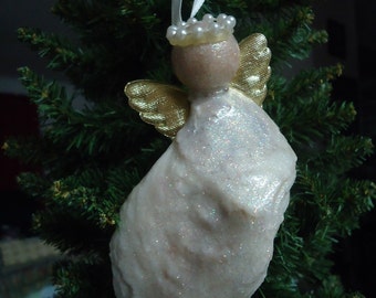 Iridescent Oyster Shell Angel Christmas Tree Ornament