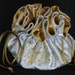 Silver & Gold Floral--Satin Brocade Travel Tote--Jewelry Organizer Drawstring Pouch--Medium Size