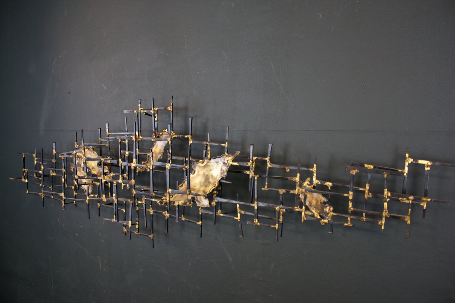 Wall Sculpture Mid Century Abstract Nail Wall Sculpture