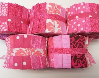 Pink Quilt Fabric Strips - Pink quilt strips jelly roll - SEW FUN QUILTS Time Saver Quilt Kit