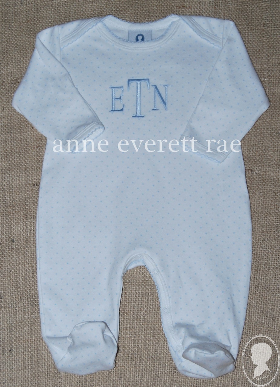 Blue Dot SleeperMonogrammed Footed Sleepers Coming Home
