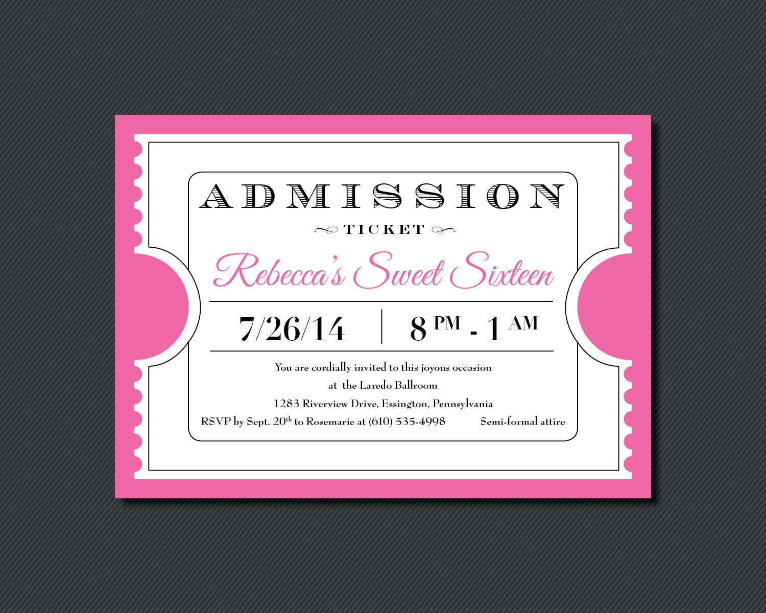 Admission Ticket Invitation Template 8