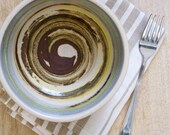 Dramatic yellow pepper swirled bowl - hand thrown stoneware pottery