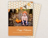 INSTANT DOWNLOAD: Halloween Card Template - Orange spots & bunting Il_170x135