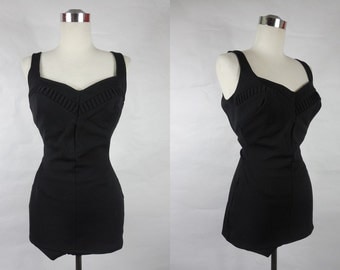 1950's Vintage Black Lee Sweetheart Swimsuit One Piece Maillot