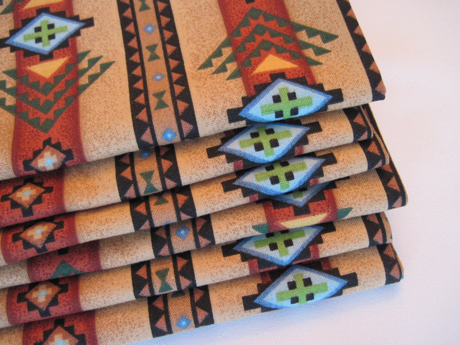 Southwest Napkins Aztec Napkins Brown and Turquoise Napkins