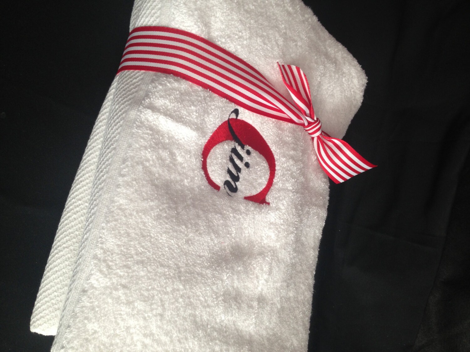 SET of 4 plush white monogrammed towels personalized towel