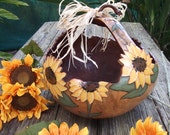Basket Large Sunflower Painted Gourd Art Gardening
