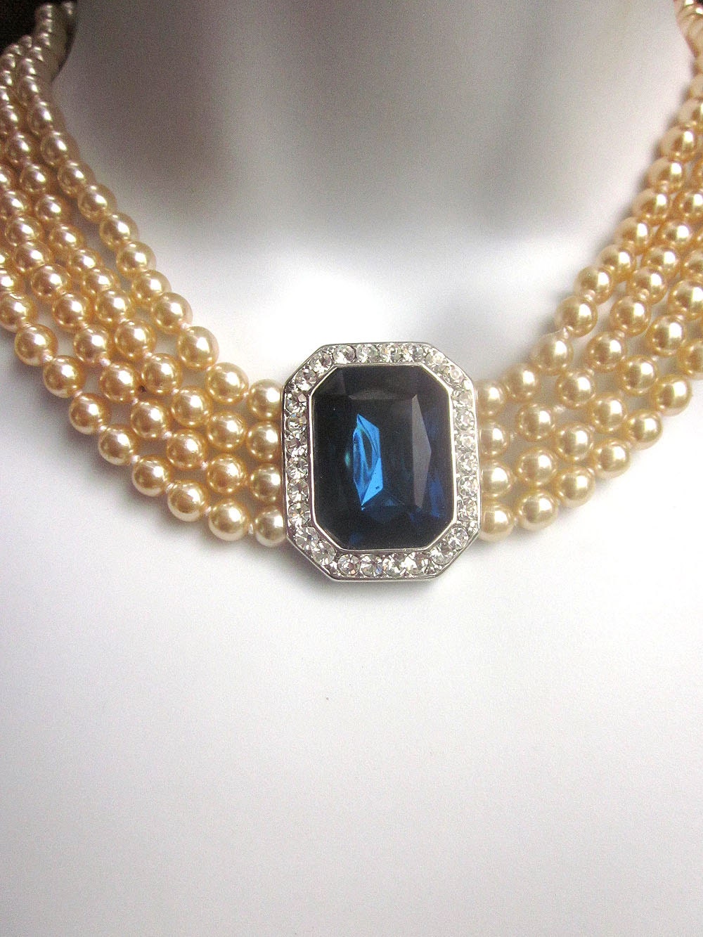 Pearl and Rhinestone Necklace Kenneth Lane Lady Diana Necklace