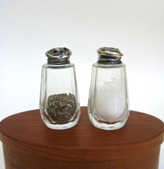 please pass the salt and pepper vintage glass and