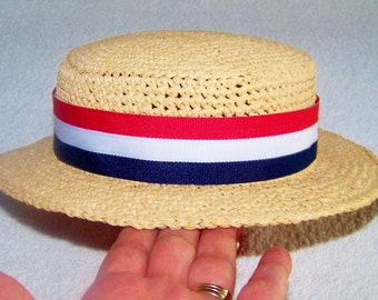 Straw Hat - Boater Hat - Baby Sun Hat - Canotier - Baby Straw Hat - Baby Boater Hat - Summer Hat - Straw Boater Hat - Baby Straw Boater Hat