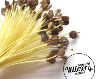 100 Vintage French Double Sided Flower Stamens - Yellow with Brown Tips