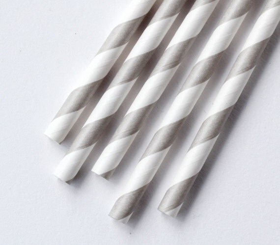 Grey Striped Paper Straws with DIY Flags (25) Il_570xn