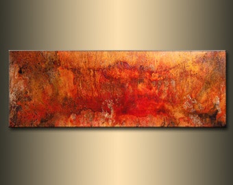 Original Abstract painting, Contemporary Modern Metallic Gold Fine Art, Canvas Art, by Henry Parsinia 48x18