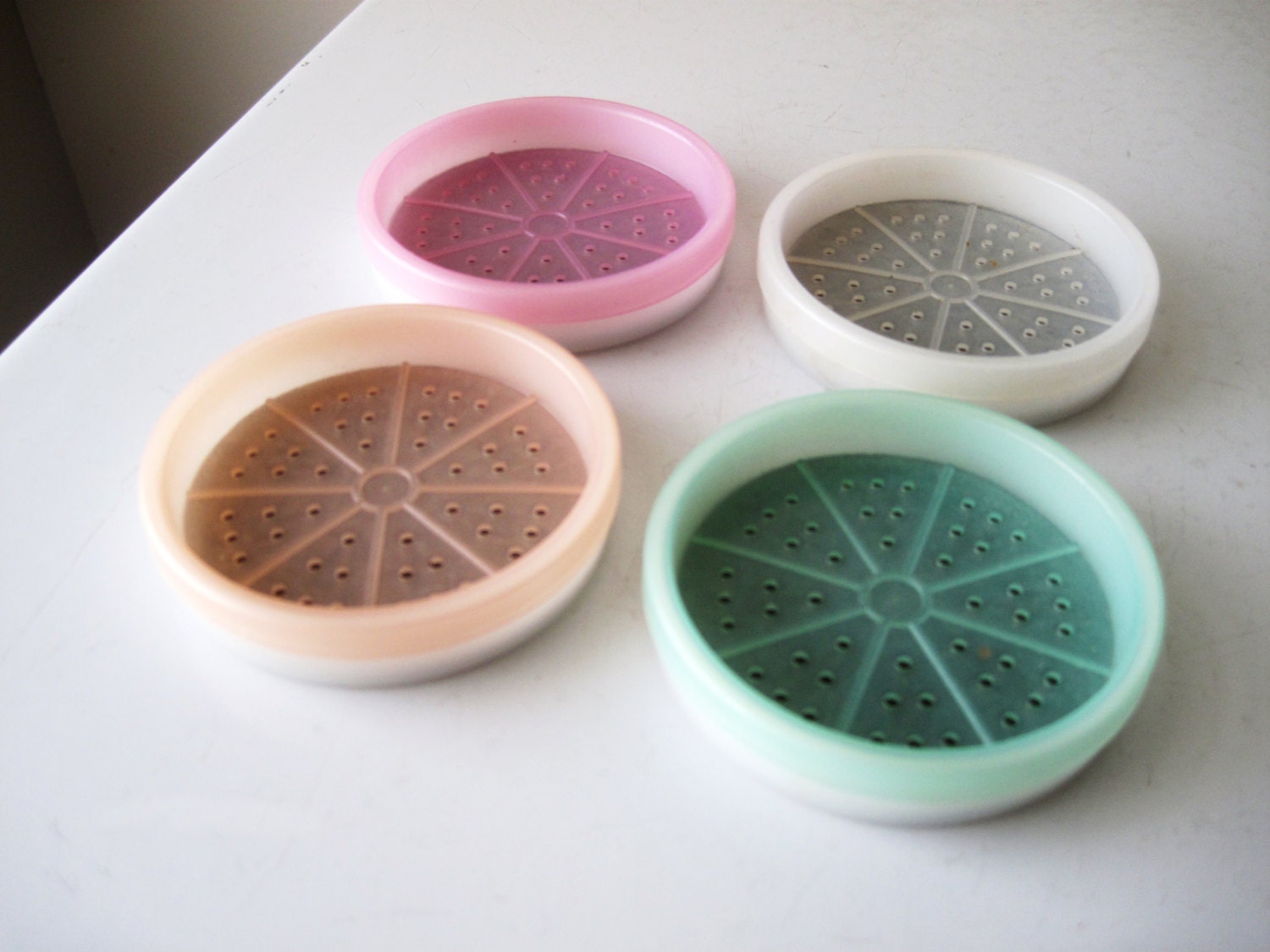 Vintage Tupperware Wagon Wheel Coasters Pastel Plastic 50s