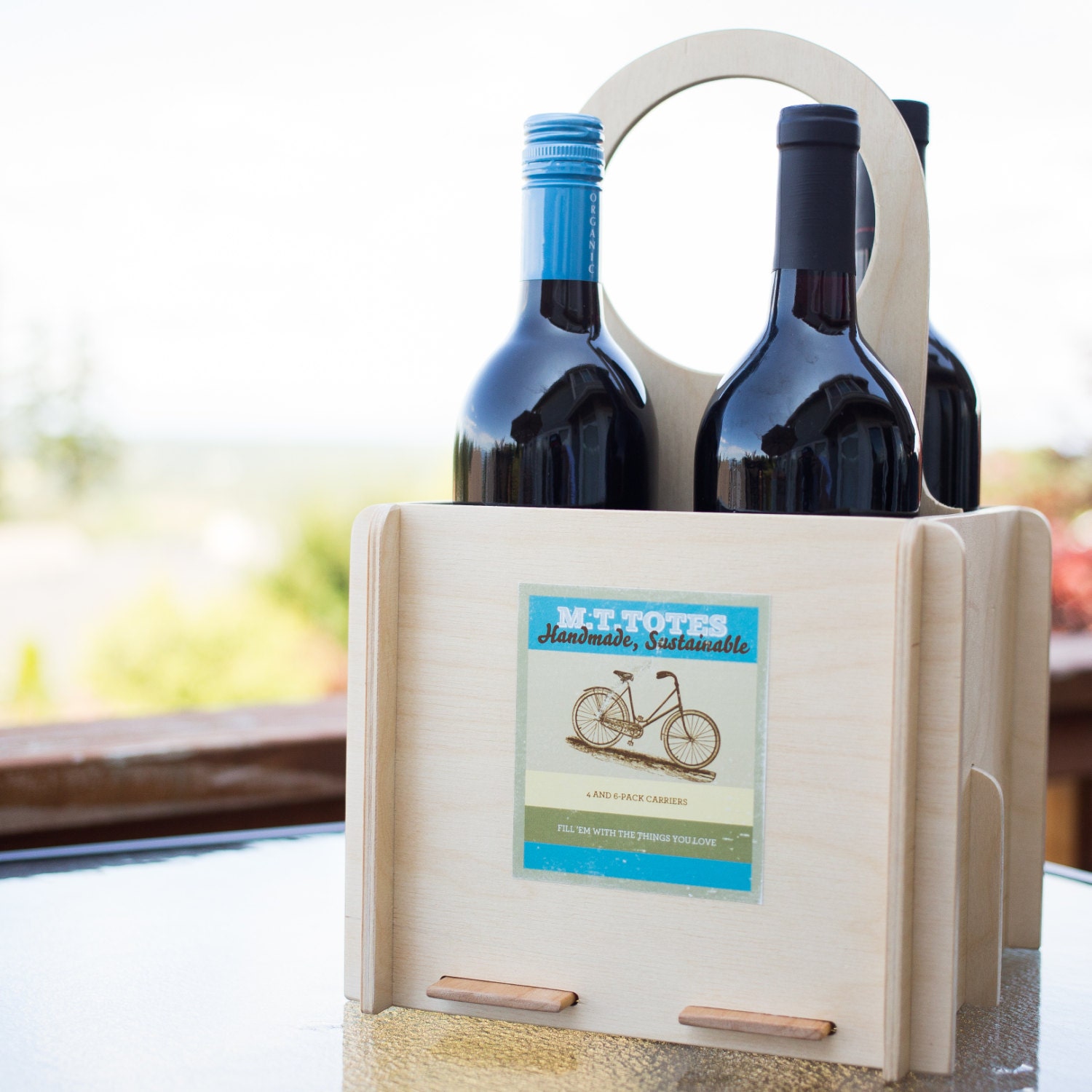 Wine Bottle Carrier Wood by MTTote on Etsy