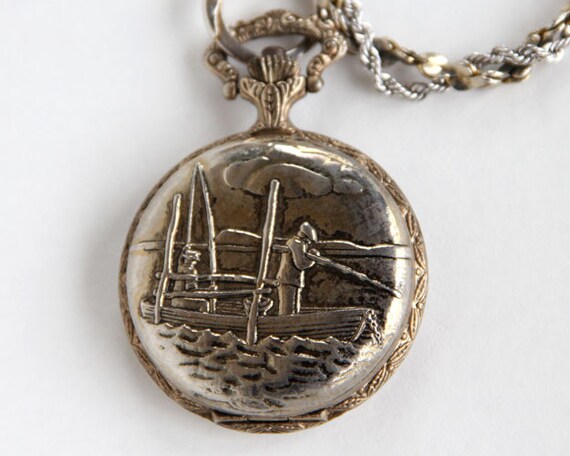 Items similar to Vintage Eastman Pocket Watch Fishermen on Etsy