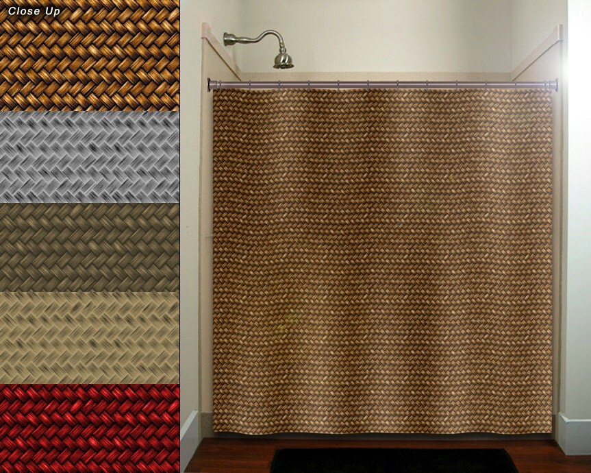 natural basket weave shower curtain bathroom decor fabric kids