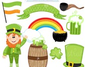 Lucky Leprechaun Cute Digital Clipart - Commercial Use OK - St. Patricks Day Graphics, St. Patricks Day Clipart Il_170x135