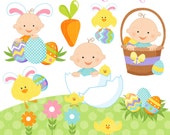 Easter Baby Boys Cute Digital Clipart - Commercial Use OK - Easter Baby Clipart - Easter Clipart, Easter Graphics Il_170x135
