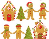 Gingerbread Village Cute Digital Clipart - Commercial Use OK - Gingerbread Clipart, Gingerbread Man, Christmas Graphics Il_170x135