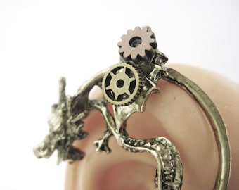 Steampunk Jewelry - Dragon Ear Cuff - Dragon Earcuff - Dragon Jewelry - Gold Ear Cuff