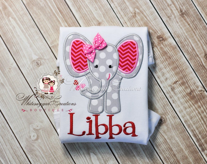 Girls Sweet Heart Elephant Shirt - Baby Girl Elephant Shirt - Girls Valentine's Custom Shirt - Girls Elephant Shirt